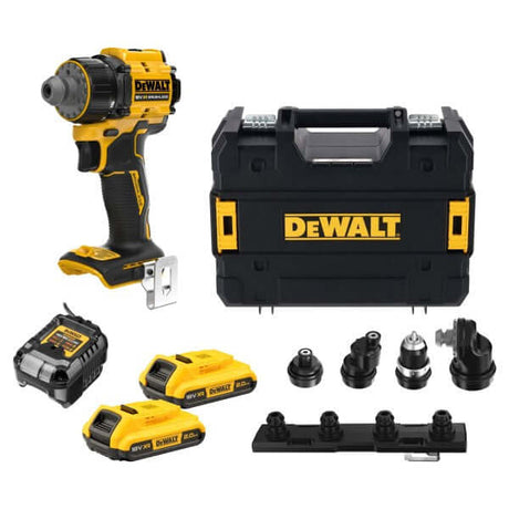 DeWALT DCD803D2T-QW - Trapano avvitatore multitesta 18V XR 4 testine intercambiabili - 2 x 18V XR 2Ah DeWALT