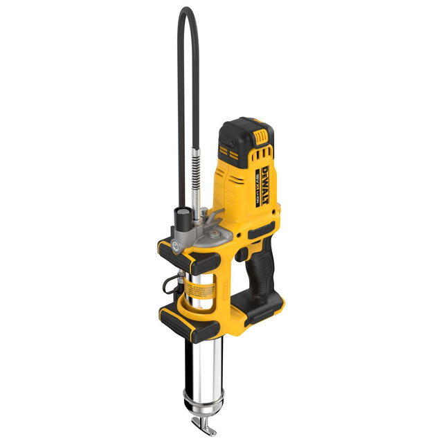 Ingrassatore a batteria 18V DeWALT con tubo, doppia velocità e massima pressione di 690 bar.