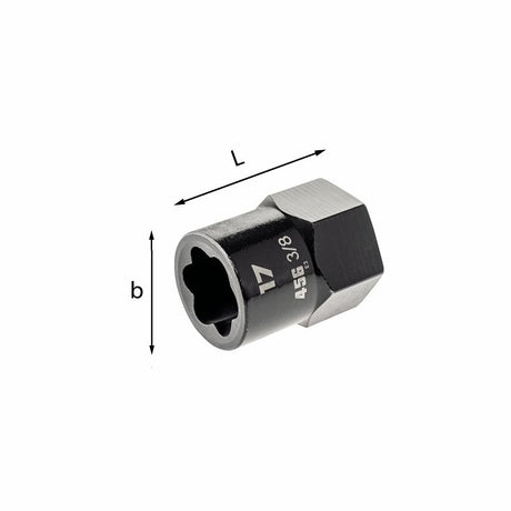 Bussola estrattore USAG 456 3/8 13 con indicazione delle dimensioni b e L
