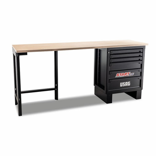 Banco da lavoro con cassettiera e montante - pianale in legno 516 SA/BC2L USAG U05160323