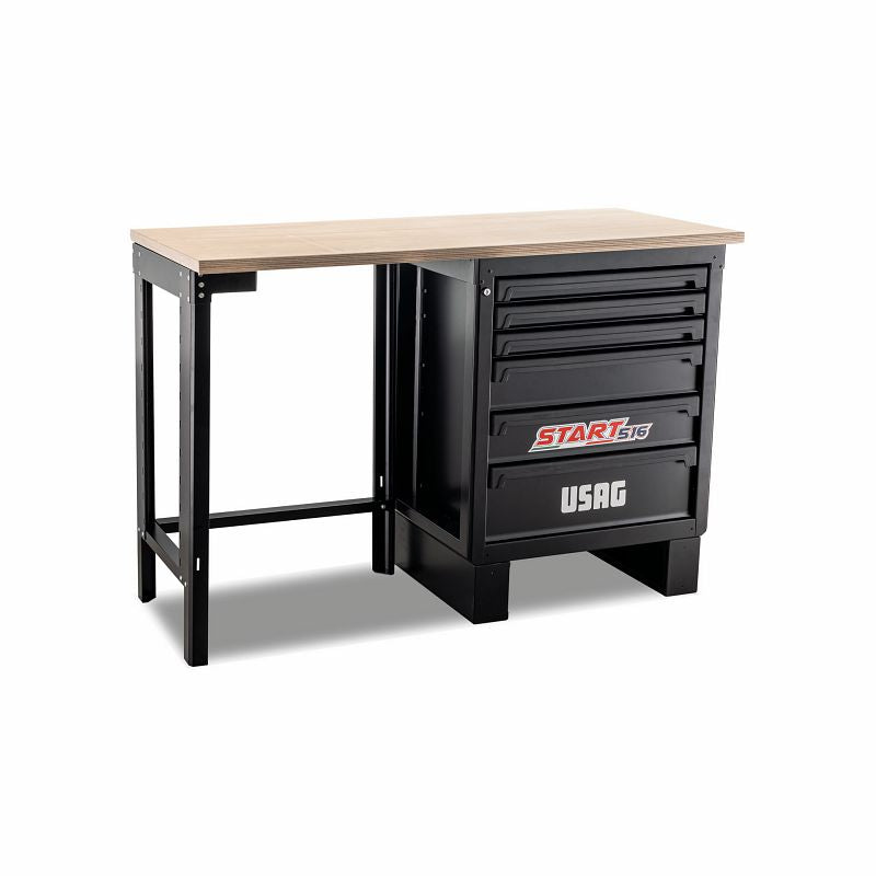 Banco da lavoro con cassettiera e montante - pianale in legno 516 SA/BC1L USAG U05160325