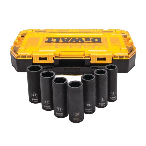 Set 7 pz chiavi a bussola macchina attacco 1/2" - Con chiavi a bussola da mm 17 a mm 24 DeWALT DWMT74737-0