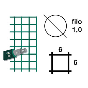 SIDEX RETE ELETTROSALDATA PLASTIFICATA H 60 cm - 6 x 6 mm - F.1,0