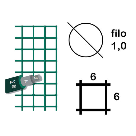 SIDEX RETE ELETTROSALDATA PLASTIFICATA H 60 cm - 6 x 6 mm - F.1,0
