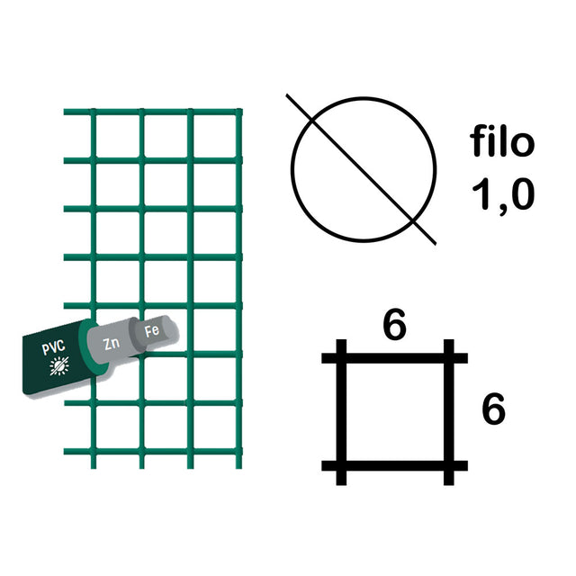 SIDEX RETE ELETTROSALDATA PLASTIFICATA H 60 cm - 6 x 6 mm - F.1,0