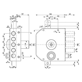 MOTTURA SERRATURA QUINTUPLICE ART. 651 651 Dx E 63 - mm 132 x 146