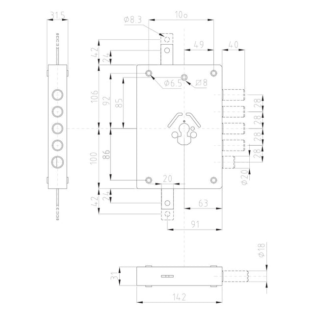 DIERRE SERRATURA TRIPLICE DA APPLICARE ART. 42