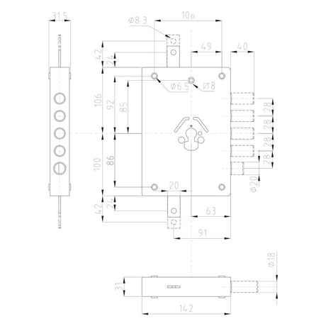 DIERRE SERRATURA TRIPLICE DA APPLICARE ART. 42