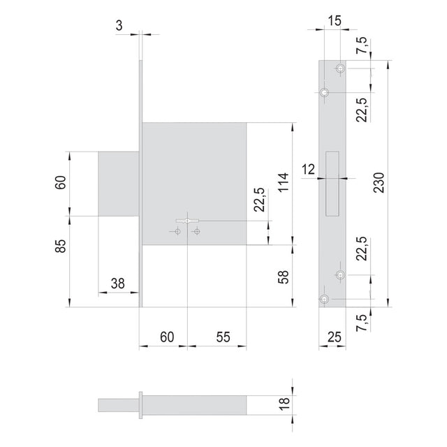CISA SERRATURA A DOPPIA MAPPA DA INFILARE PER LEGNO ART. 57010