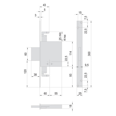 CISA SERRATURA A DOPPIA MAPPA DA INFILARE PER LEGNO ART. 57015