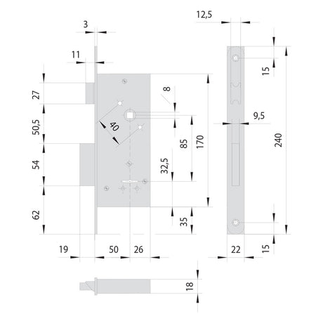 CISA SERRATURA A DOPPIA MAPPA DA INFILARE PER FASCIA PER LEGNO ART. 57211
