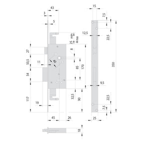 CISA SERRATURA A DOPPIA MAPPA DA INFILARE PER FASCIA PER LEGNO ART. 57215