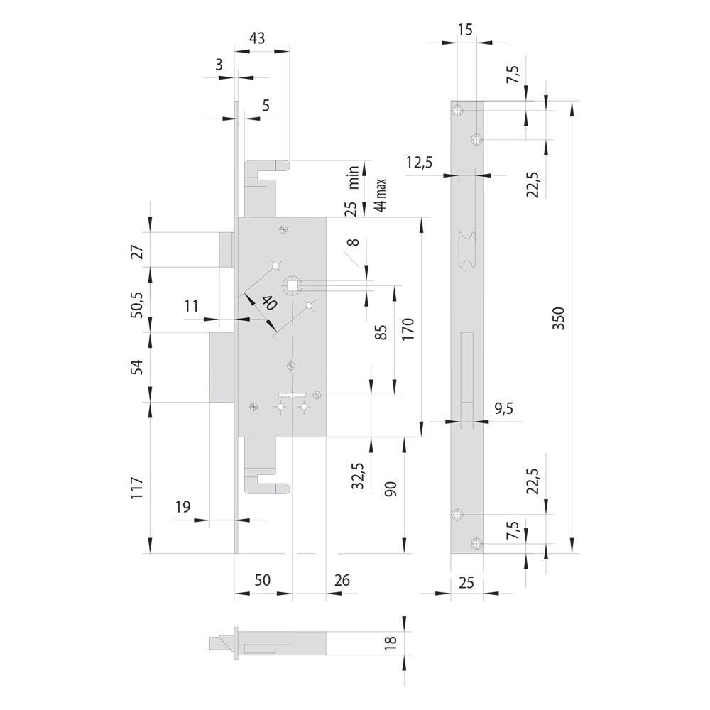 CISA SERRATURA A DOPPIA MAPPA DA INFILARE PER FASCIA PER LEGNO ART. 57215