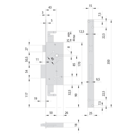 CISA SERRATURA A DOPPIA MAPPA DA INFILARE PER FASCIA PER LEGNO ART. 57215