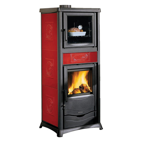 La Nordica Extraflame TERMOSTUFA A LEGNA 'TERMOROSSELLA PLUS FORNO DSA 4.0' 11,1 kW - colore bordeaux