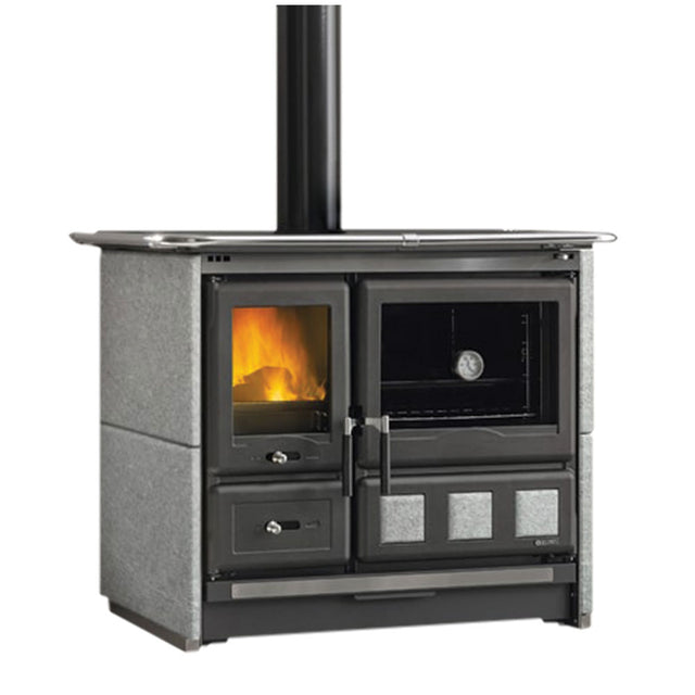 NORDICA EXTRAFLAME CUCINA A LEGNA 'ROSA XXL VST' 8,5 kW - colore antracite e petra naturale