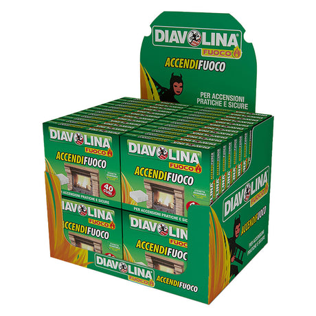 DIAVOLINA ESPOSITORE DIAVOLINA ACCENDIFUOCO 40 CUBI DA BANCO 48 cf. cm.37 x 29 x h.29,5