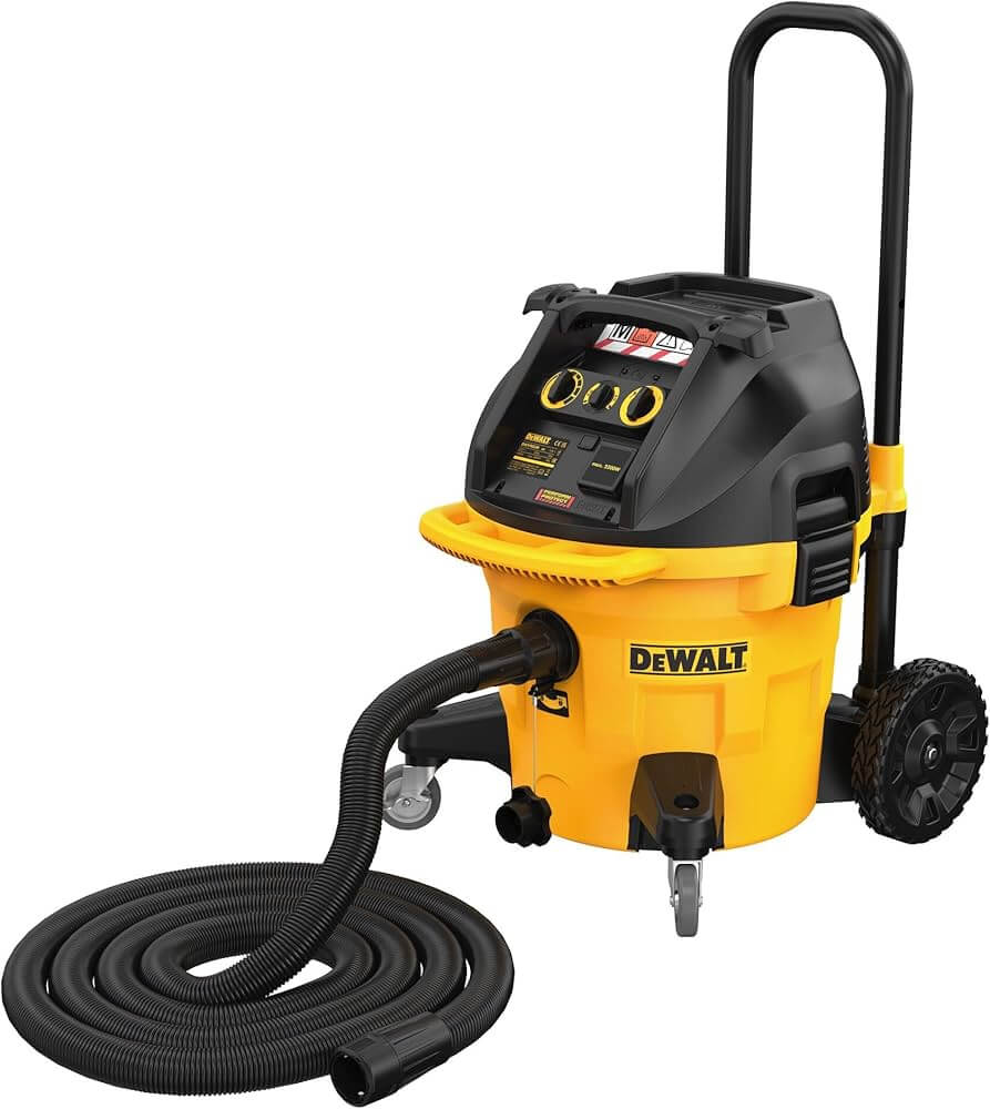 Aspiratore solidi liquidi DeWALT 1400W, aspiratore polveri classe M, serbatoio 38 litri, pressione negativa 25 kPa.