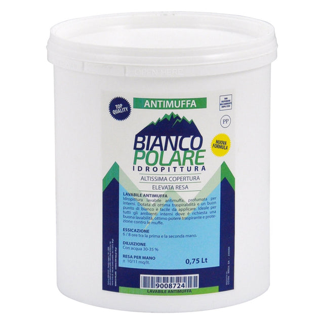 BIANCO POLARE IDROPITTURA LAVABILE ANTIMUFFA TRASPIRANTE
