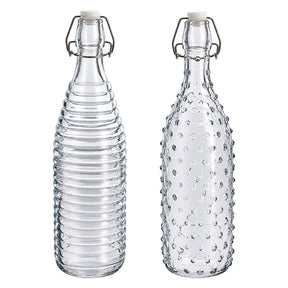 BOTTIGLIA IN VETRO 'DOPPIO DECORO' 1000 ml fondo bianco