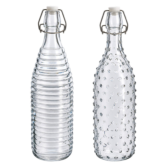 BOTTIGLIA IN VETRO 'DOPPIO DECORO' 1000 ml fondo bianco