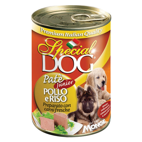 MONGE PATE' PER CANI JUNIOR 'SPECIAL DOG' pollo e riso - gr 400