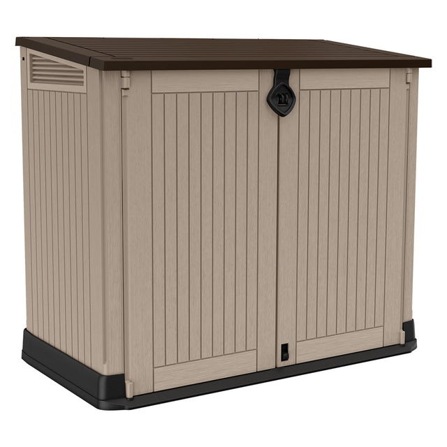 KETER BAULE PORTA ATTREZZI DA ESTERNO 'STORE IT OUT MIDI' cm.132 x 71,5 x H.113,5 beige/marr.