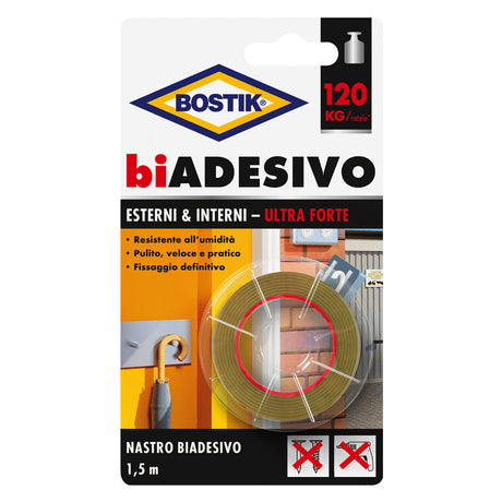 BOSTIK NASTRO BIADESIVO IN SCHIUMA PER ESTERNI/INTERNI mm. 19 x 1,5 mt