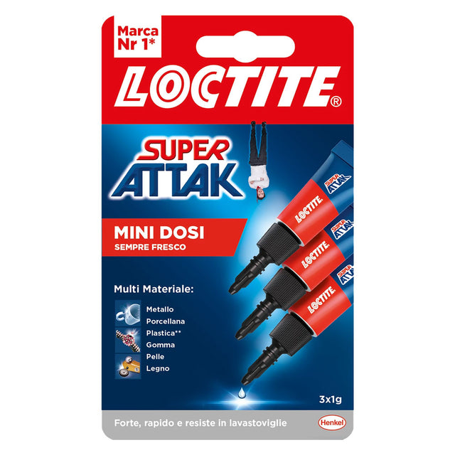 LOCTITE SUPER ATTAK 'LIQUID' 3 pezzi da gr.1 - mini dosi