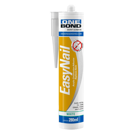 ONEBOND SILICONE ACRILICO CARTONGESSO E DECORAZIONI 'EASY NAIL' bianco ml 280