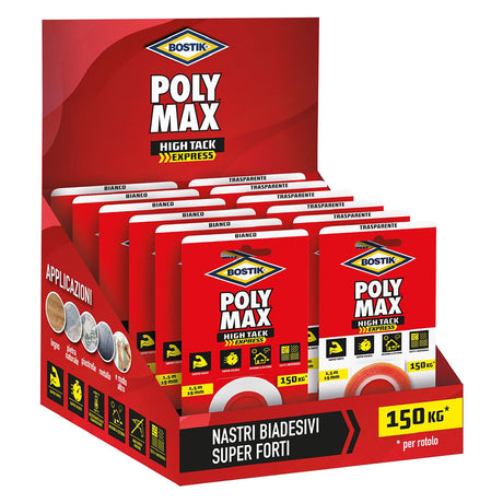 BOSTIK ESPOSITORE NASTRO BIADESIVO 'POLY MAX HIGH TACK EXPRESS' totale 12 blister