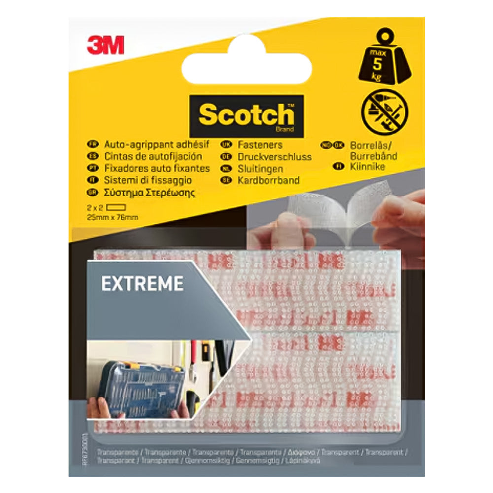 3M SISTEMA DI FISSAGGIO RICHIUDIBILE 'EXTREME' colore trasparente - mm 25 x 76