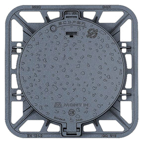 MONTINI CHIUSINO IN GHISA CLASSE D400 ECOPER Q - 85 x 85 - botola 65 cm / Kg 60,5