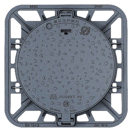 MONTINI CHIUSINO IN GHISA CLASSE D400 ECOPER Q - 85 x 85 - botola 65 cm / Kg 60,5