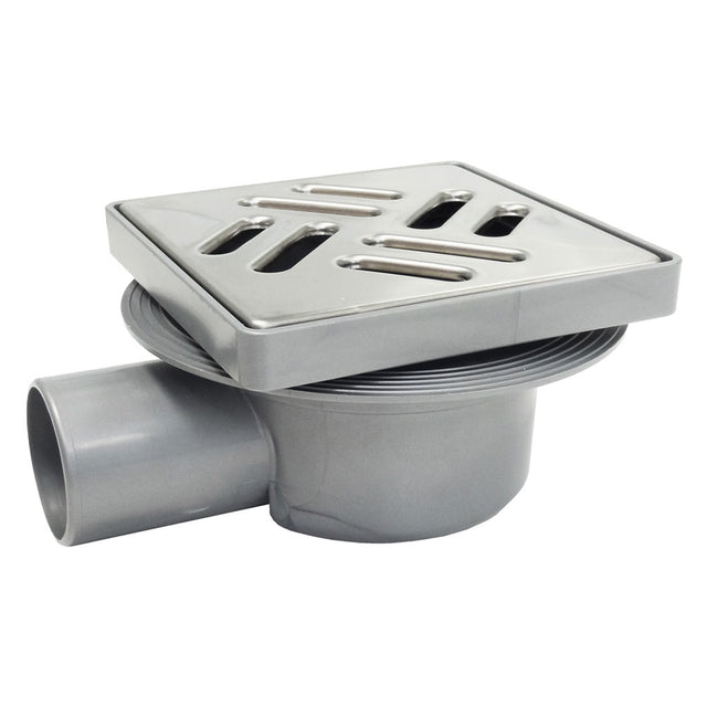 CHIUSINO SIFONATO REGOLABILE GRIGLIA ACCIAIO cm 11 x 11 x h. 7 - attacco Ø40 mm
