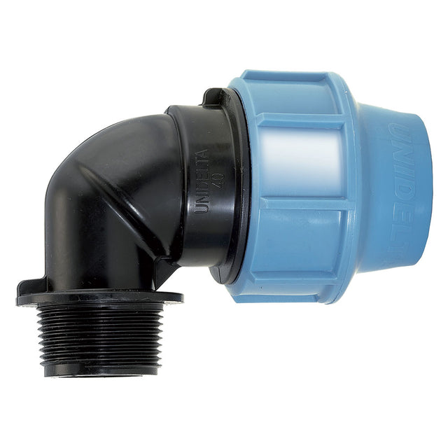 UNIDELTA GOMITO A 90° CON DERIVAZIONE MASCHIO