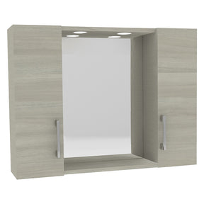SAVINIDUE SPECCHIERA DA BAGNO PENSILE DOPPIO 'DIA' cm 77 x 16 x h.57 - rovere grigio
