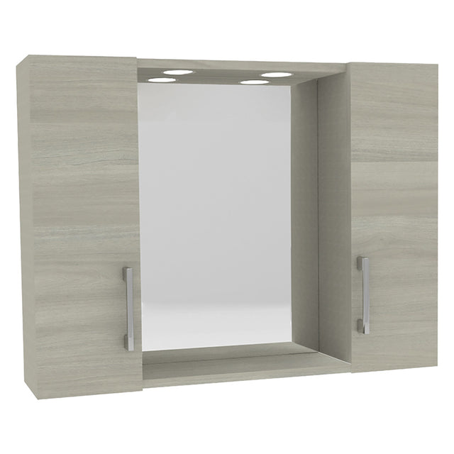 SAVINIDUE SPECCHIERA DA BAGNO PENSILE DOPPIO 'DIA' cm 77 x 16 x h.57 - rovere grigio