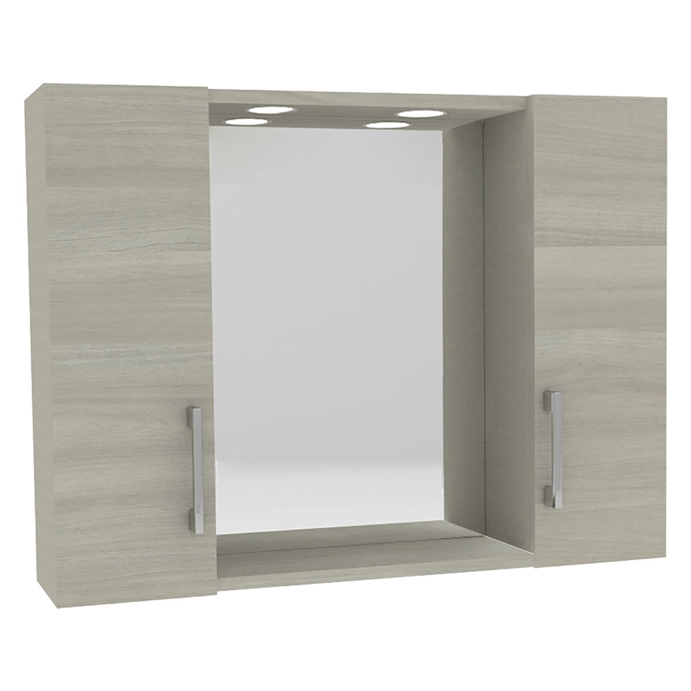 SAVINIDUE SPECCHIERA DA BAGNO PENSILE DOPPIO 'DIA' cm 77 x 16 x h.57 - rovere grigio