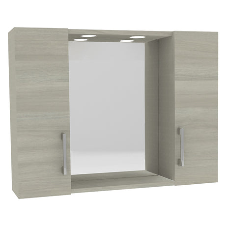 SAVINIDUE SPECCHIERA DA BAGNO PENSILE DOPPIO 'DIA' cm 77 x 16 x h.57 - rovere grigio