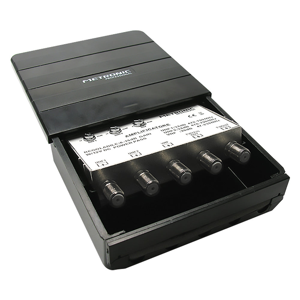 METRONIC AMPLIFICATORE ESTERNO - DIGITALE TERRESTRE 3 IN/2 3 ingres. UHF/UHF/VHF - 2 uscite TV