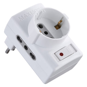 ELECTRALINE ADATTATORE TRIPLO CON PROTEZIONE SOVRACCARICO Spina 2P+T10A - art.70025