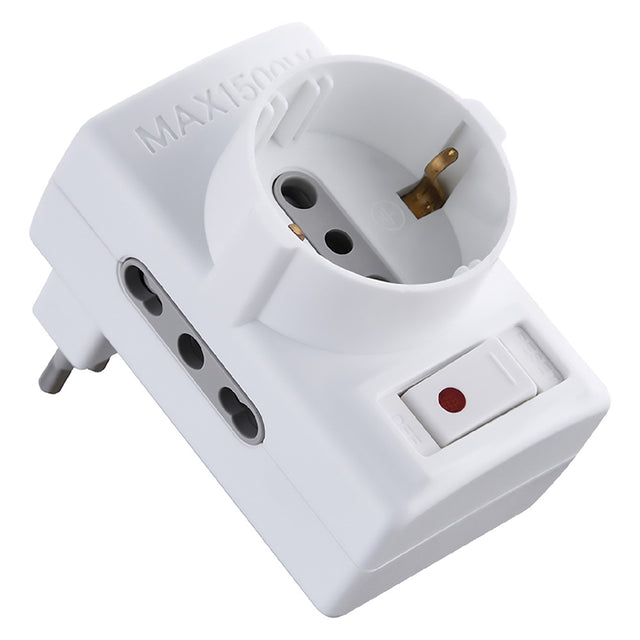 ELECTRALINE ADATTATORE TRIPLO CON PROTEZIONE SOVRACCARICO Spina 2P+T10A - art.70025