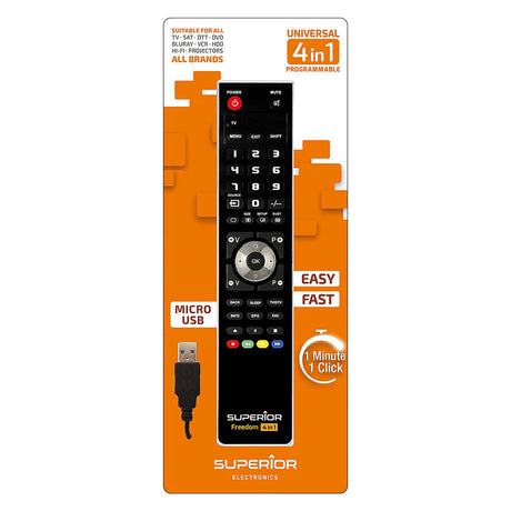 SUPERIOR TELECOMANDO UNIVERSALE USB 'FREEDOM' 4 in 1 controllo 4 dispositivi
