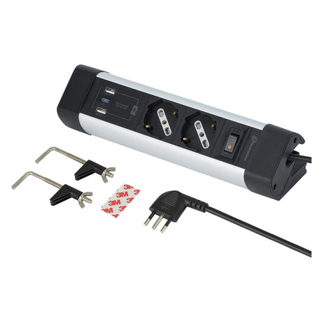 ELECTRALINE MULTIPRESA DA SCRIVANIA colore nero/argento