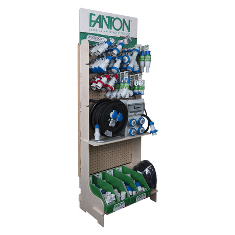 FANTON ESPOSITORE MATERIALE ELETTRICO CIVILE\INDUSTRIALE 112 pezzi misti