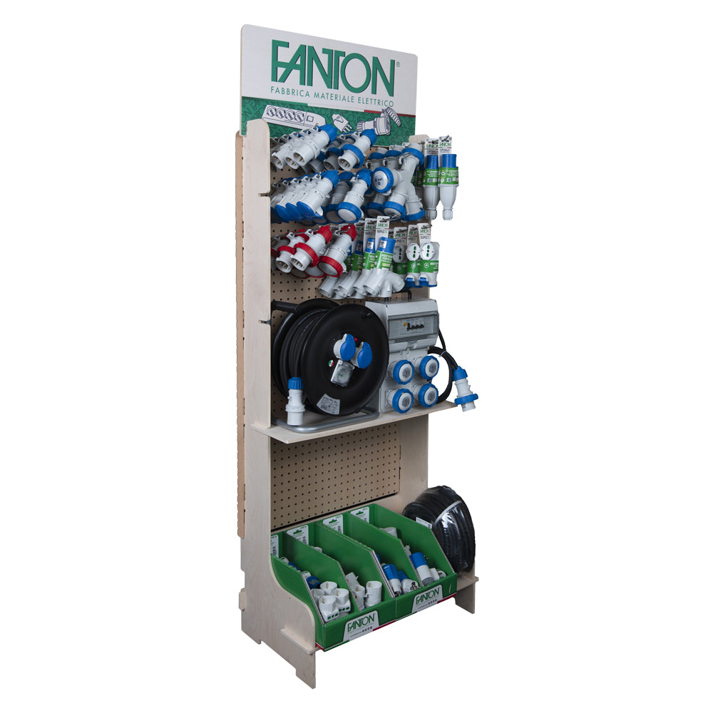 FANTON ESPOSITORE MATERIALE ELETTRICO CIVILE\INDUSTRIALE 112 pezzi misti