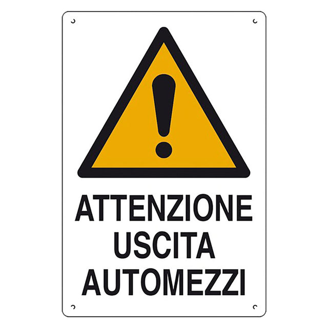 EUROSIGNALS CARTELLO 'ATTENZIONE USCITA AUTOMEZZI' cm 40 x 60