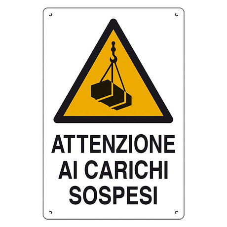 EUROSIGNALS CARTELLO 'ATTENZIONE AI CARICHI SOSPESI' cm 60 x 40