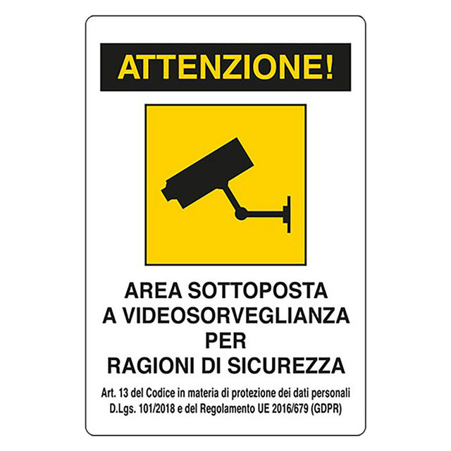 EUROSIGNALS CARTELLO 'VIDEOSORVEGLIANZA' cm 20 x 30